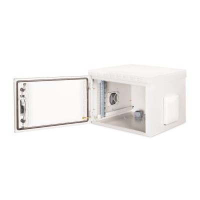 6. Digitus 19" 7U Wand-Netzwerkschrank 600x600 mm, Volltür, grau, ungeteilt, montiert, IP55, 100 kg