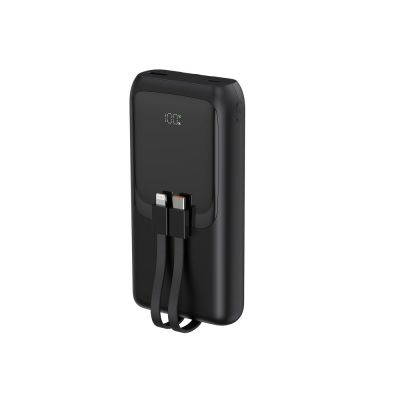 2. GEMBIRD Powerbank 20000mAh, 20W Schnellladung, LCD-Display, integrierte Kabel, Schwarz
