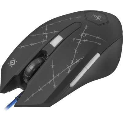 4. DEFENDER FORCED WIRED MOUSE GM-020L 800/1800/2400/3200 DPI 6P + PAD + GAME 52020