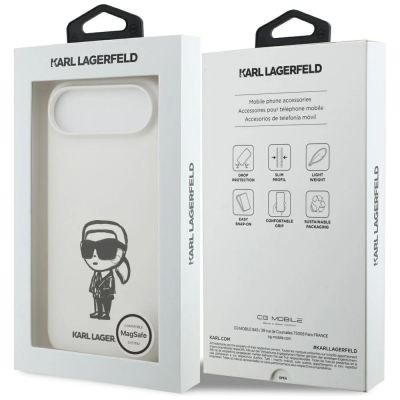 8. Karl Lagerfeld Silikonhülle mit Karl-Skizze und Logo (MagSafe) für iPhone 17 Air – Weiß