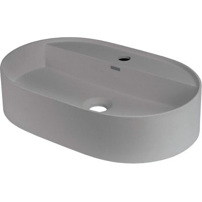 Waschtischplatte aus Granit mit Inselarmatur – oval