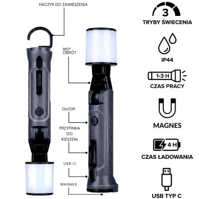 3. GRUNDIG LED-Touristen-Taschenlampe 1200 mAh