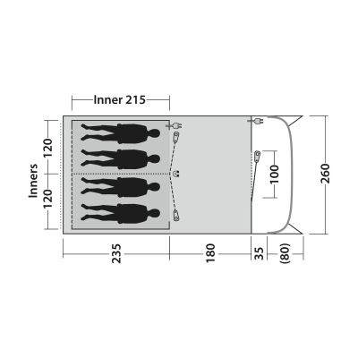 3. Outwell Durango 4 4-Personen-Tunnelzelt (grün)