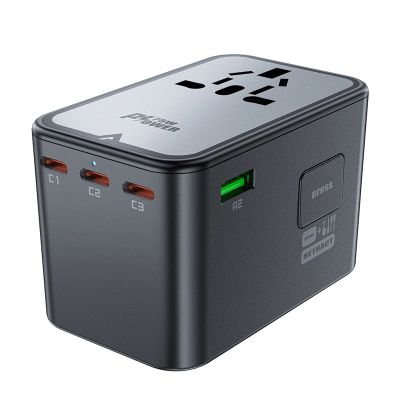 8. Acefast Z1 GaN 75W PD Reiseladeadapter 3x USB-C 2x USB-A - Schwarz