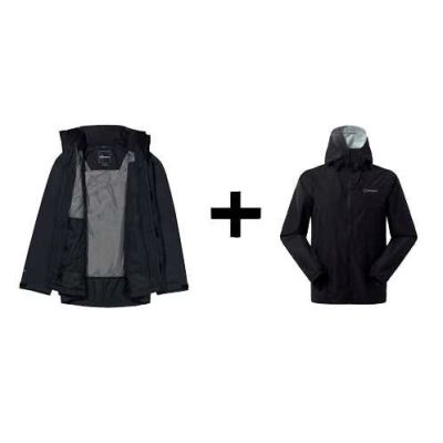 Berghaus Deluge Pro 3.0 Jacke, Größe M, Schwarz + Berghaus Hillwalker IA Shelljacke, Größe M, Schwarz