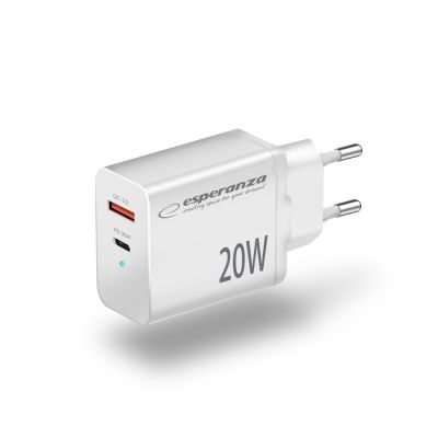 2. ESPERANZA NETZLADEGERÄT 20 W USB-C PD 20 W / USB-A QC 3.0 18 W WEISS EZC105W