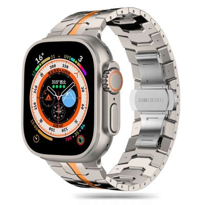 Tech-Protect Stainless Line Armband für Apple Watch 4 / 5 / 6 / 7 / 8 / 9 / SE / Ultra 1 / 2 (42/44/45/49 mm) – Titanorange