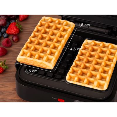 11. ELDOM WA900 WAFFELEISEN 1200-2000W, SANFTE TEMPERATURREGELUNG, DECKELVERRIEGELUNG, HEISSHALTENDER GRIFF