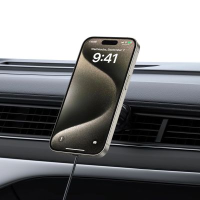 7. Tech-Protect MM15W MagSafe-Autohalterung mit 15-W-Induktionsladegerät für Lüftungsschlitze und Armaturenbrett – Schwarz