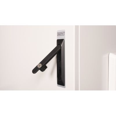 22. Digitus 19" 9U 600x600 Wand-Netzwerkschrank, Volltür, grau, ungeteilt, montiert, IP55, 100 kg