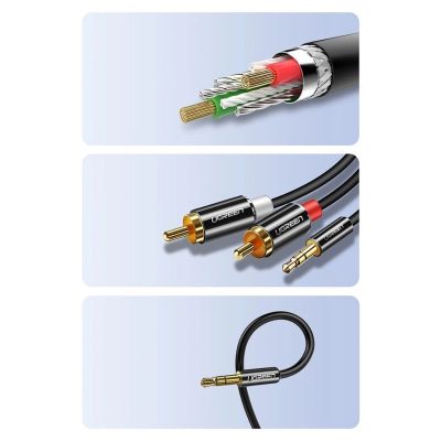 12. Ugreen AV116 10583 Audio-Miniklinkenkabel 3,5 mm (männlich) / 2RCA (männlich) 1,5 m – schwarz
