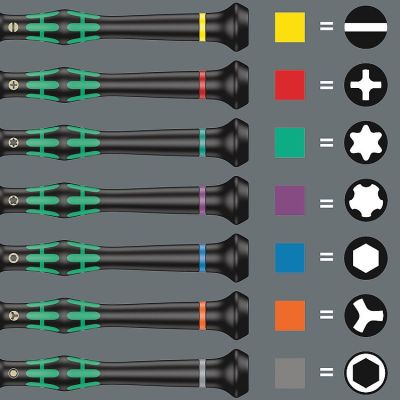 7. Set TORX BO Präzisionsschraubendreher mit Loch + Ständer, 6 Stück.