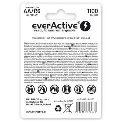 2. EVERACTIVE AA / R6 AKKU EVERACTIVE NI-MH 1100 MAH INFINITY LINE - BLISTER MIT 4 STÜCKEN EVHRL6-1100