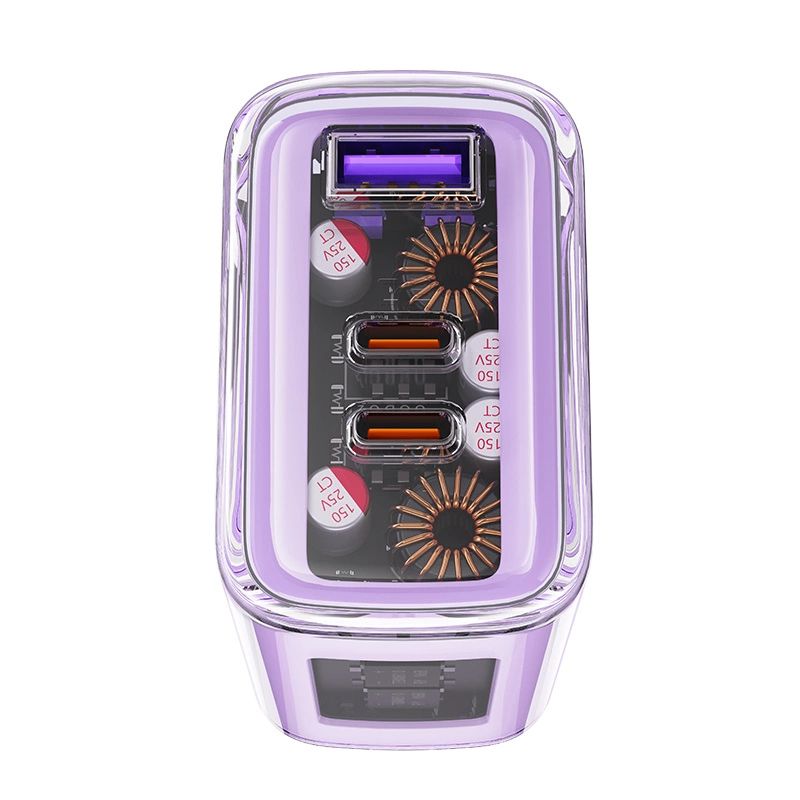 9. Acefast Ladegerät GaN 65W 3 Ports (1xUSB, 2xUSB C) rosa (A45)