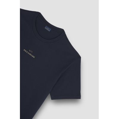 2. Paul&Shark Herren-T-Shirt aus Baumwolle, Marineblau und Gold, 99311008-50E – Klassischer Schnitt, Logo