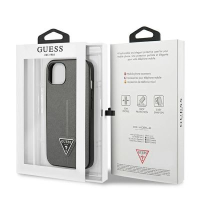 8. Guess GUHCP14SPSATLG iPhone 14 6.1 "Silber / Silber Hardcase SaffianoTriangle Logo