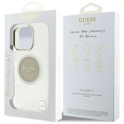 8. Guess IML Metal Colored Circle Classic Logo MagSafe Hülle für iPhone 16 Pro Max - Grau