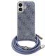 2. Guess Crossbody Cord 4G Print Hülle mit Trageband für iPhone 16 – Blau