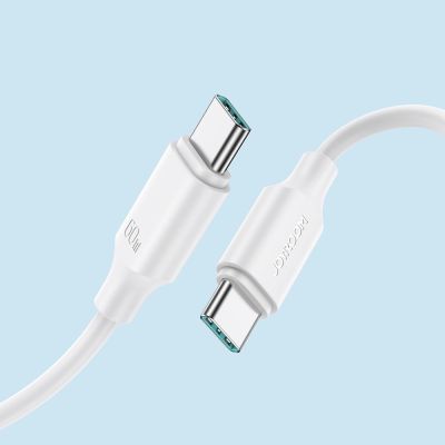 4. Joyroom Langlebiges USB-C-/USB-C PD QC-Kabel der Serie A9, 60 W, 3 A, 1 m – Weiß