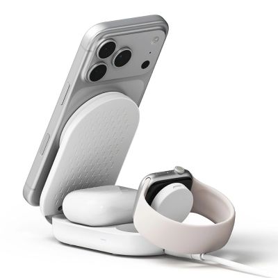 3. Ringke QI2.2 25W 3-in-1 Magnetisches MagSafe Induktionsladegerät – Weiß