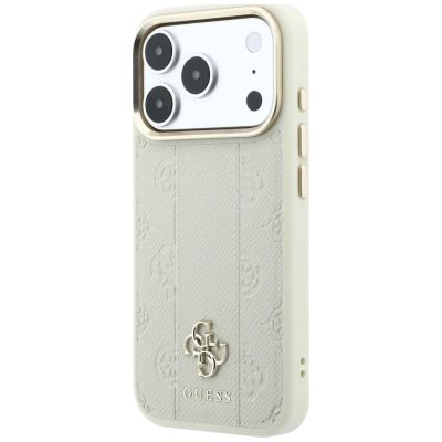 2. Guess Stripe Peony 4G Logo MagSafe Hülle für iPhone 18 Pro Max / 17 Pro Max – Beige
