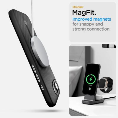 13. Spigen Enzo Aramid MagSafe Hülle für iPhone 16e / 17e - Schwarz