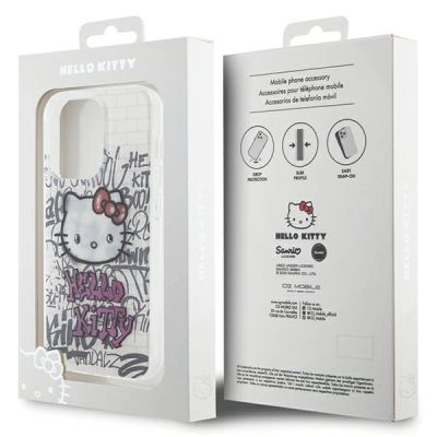 8. Hello Kitty IML Kitty On Bricks Graffiti Hülle für iPhone 14 Pro Max – weiß
