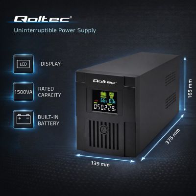 13. QOLTEC USV Line Interactive | Monolithisch | 1500 VA | 900 W | LCD | USB