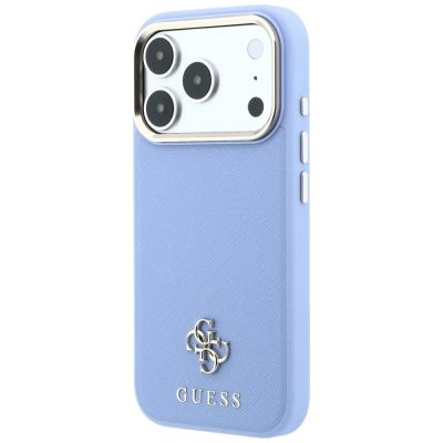 2. Guess Saffiano Small 4G & Classic Logo MagSafe Hülle für iPhone 18 Pro / 17 Pro - Hellblau