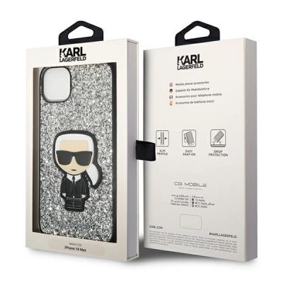 8. Karl Lagerfeld KLHCP14MGFKPG iPhone 14 Plus 6.7" Hardcase silber / silber Glitter Flakes Ikonik