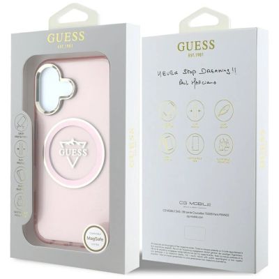 8. Guess IML Metal Mountain Logo MagSafe iPhone 16 Hülle - Rosa