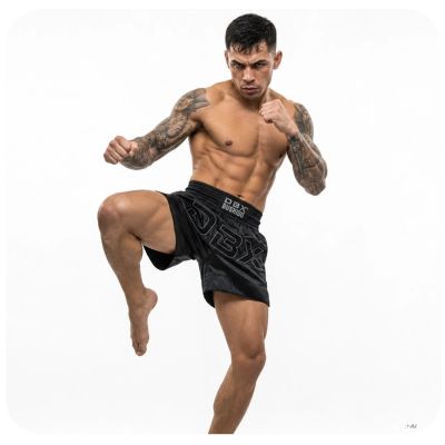 12. Schwarze Muay-Thai-Shorts für Herren V1 COMBATWEAR | DBX Bushido