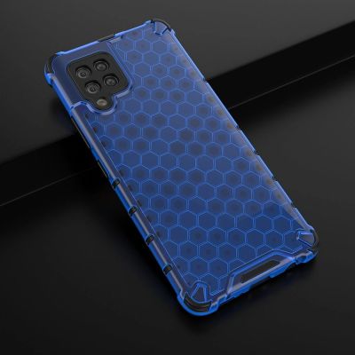 4. Honeycomb Handyhülle Schutzhülle mit TPU Rahmen für Samsung Galaxy A42 5G blau