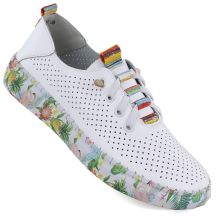 Weiße Damen-Lederschuhe mit Lochmuster, Artiker 58C0597