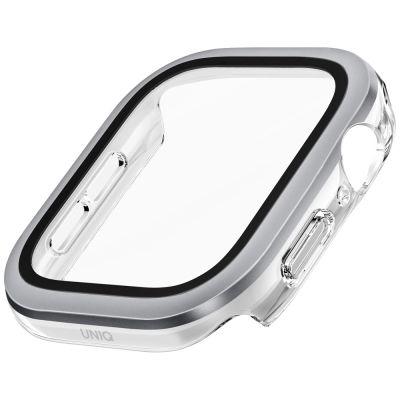 4. Uniq Voute Hartglasgehäuse für Apple Watch 10 46 mm - Silber