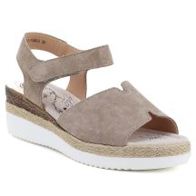 Beige Jezzi Keilsandalen aus Leder für Damen, Größe 26SD18-32