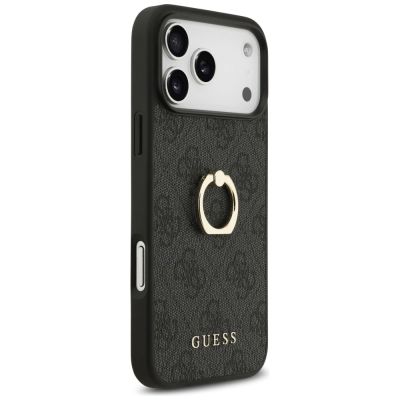 4. Guess 4G Ring Stand Hülle für iPhone 17 Pro Max - Schwarz