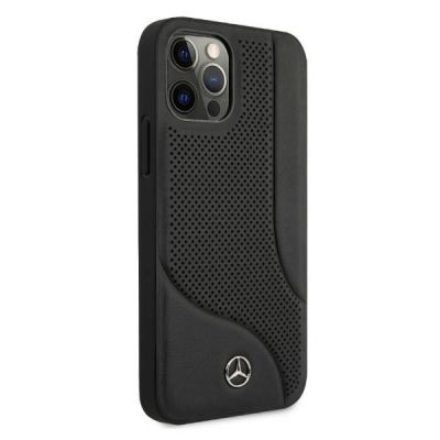 4. Mercedes Leder-Perforated Area Case für iPhone 12 Pro Max - Schwarz