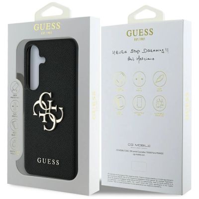 8. Guess Grained Big 4G Logo Small Classic Logo Hülle für Samsung Galaxy S25 Plus schwarz