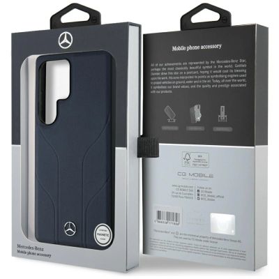 8. Mercedes Leather Debossed Lines MagSafe Case für Samsung Galaxy S25 Ultra - Blau