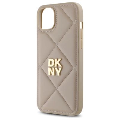 6. DKNY Quilted Stack Logo iPhone 15 Plus Hülle – Beige