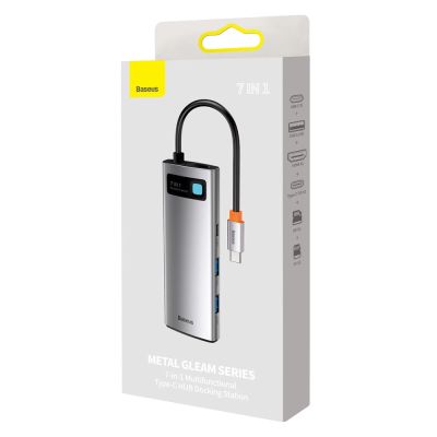 5. Baseus Metal Gleam Series multifunktionaler USB HUB 7in1 Typ C HDMI TF PD Kartenleser grau (WKWG020113)