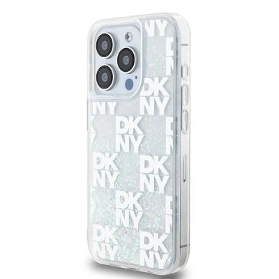 2. DKNY Liquid Glitter Multilogo Hülle für iPhone 15 Pro – Weiß