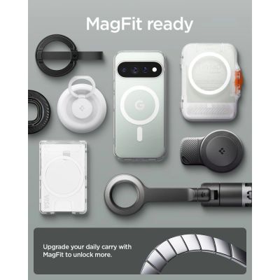 9. Spigen Ultra Hybrid Mag MagSafe Hülle für Google Pixel 11 Pro – Transparent und Weiß