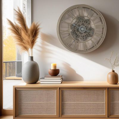 14. Wanduhr mit Drehmechanismus, 38 cm, Cappuccino