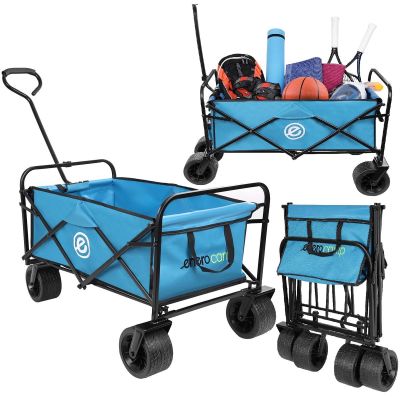 20. Deluxe Faltbarer Reise- und Strandbuggy 66x48x90cm mit Griff, Blau