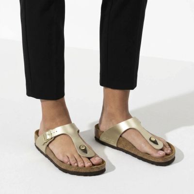 8. Birkenstock Gizeh Birko-Flor Gold Damen Flip-Flops (1016109)