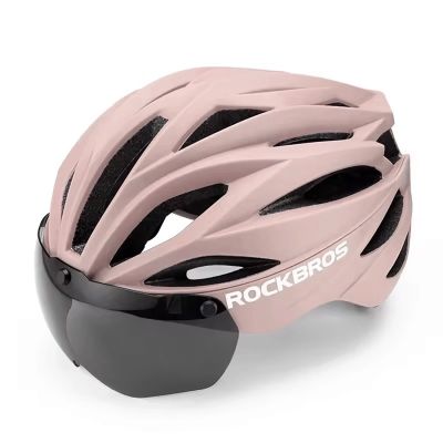 10. Rockbros Fahrradhelm mit Visier, abnehmbarer UV-Schutzbrille, Unisex – Braun