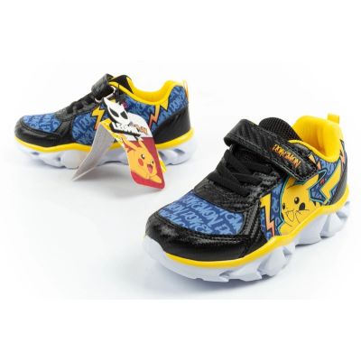 8. Leomil Kinder-Sportschuhe Pokémon-Sneaker, leicht, mit Klettverschluss und LED-Beleuchtung, schwarz-gelb