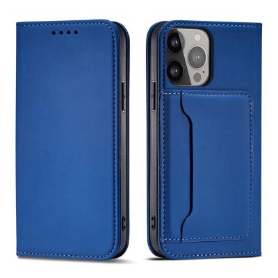 Magnetkartenhülle für iPhone 13 Pro Cover Kartenetui Kartenständer blau